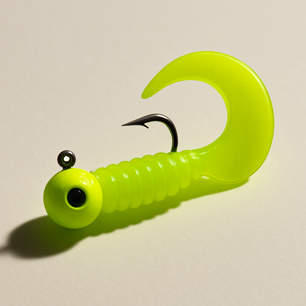 Chartreuse crappie jig product shot